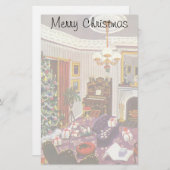 リビングルームのヴィンテージクリスマスラッピングプレゼント 便箋 (正面/裏面)