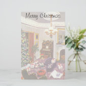 リビングルームのヴィンテージクリスマスラッピングプレゼント 便箋 (スタンド正面)