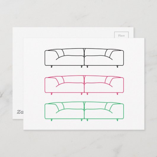 リビングルームモダンソファ ポストカード (正面/裏面)