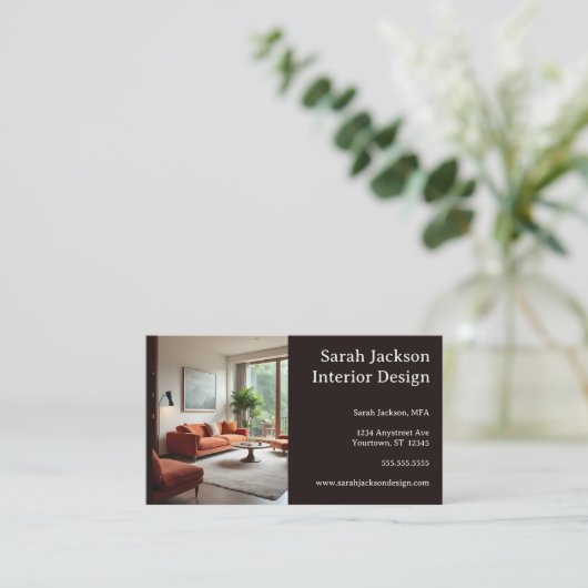 リビングルーム写真インテリアデザイナー 名刺 (スタンド正面)