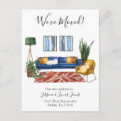 リビングルーム動くアナウンス引っ越しました猫 案内ポストカード (正面)