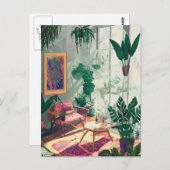 リビングルーム熱帯植物AI生成はがき ポストカード (正面/裏面)