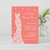 リビングレースのようコーラルウィンターブライダルシャワー招待 招待状 (スタンド正面)