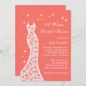 リビングレースのようコーラルウィンターブライダルシャワー招待 招待状 (正面/裏面)