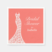 リビングレースのようコーラルブライダルシャワーナプキン