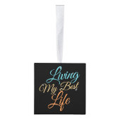 リビング最高のマイライフ – ポジティビティ引用文 キューブオーナメント (右)