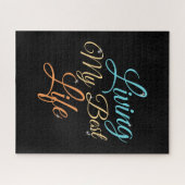 リビング最高のマイライフ – ポジティビティ引用文 ジグソーパズル (横)