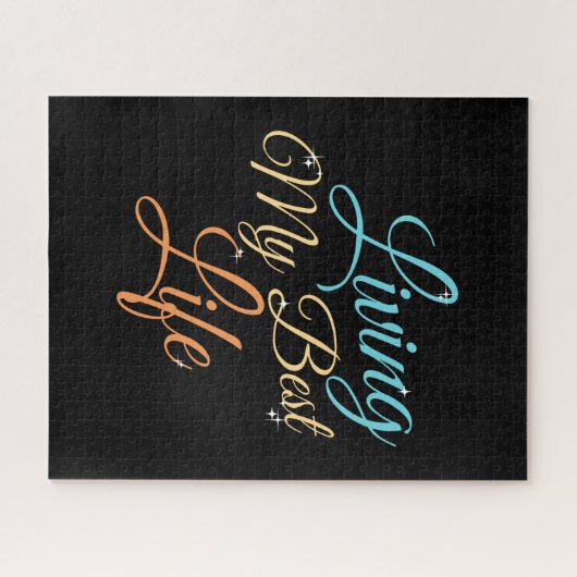 リビング最高のマイライフ – ポジティビティ引用文 ジグソーパズル (横)