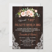 リビング素朴コーラルフラワーレースI DO BBQ 招待状 (正面)