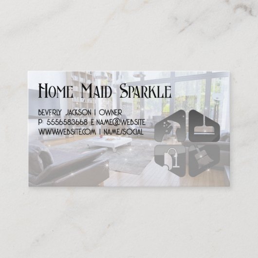 リビング |ハウスクリーニングアイコン 名刺 (正面)