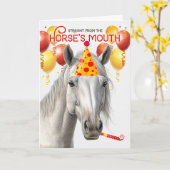 リピザナーホワイトホースおもしろい誕生日 カード (黄色い花)