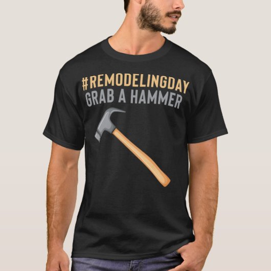 リフォーム日グラブアハンマーの手作りスタイリッシュ誕生 Tシャツ (正面)