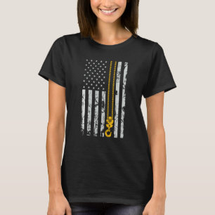 リフティングフック薄型アメリカ国旗のクレーンのオペレータ Tシャツ