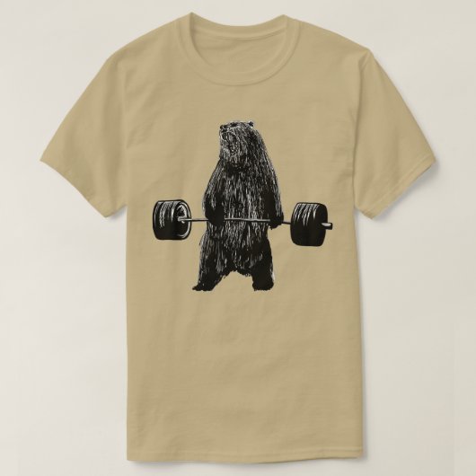リフティングモチベーションGym強いグリズリーベア Tシャツ (デザイン正面)