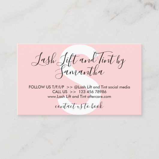 リフトと濃淡のラッシュによるアフターケアアドバイスの回避 名刺 (正面)