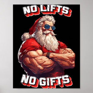 リフトなし ボディビルダーフィットネス サンタ クリスマス ポスター