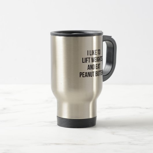 リフトウェイトとピーナッ食べトバター-体建物 トラベルマグ (正面右)