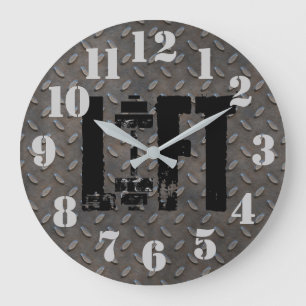 リフトダイヤモンドプレート鋼工業用ルッキング ラージ壁時計