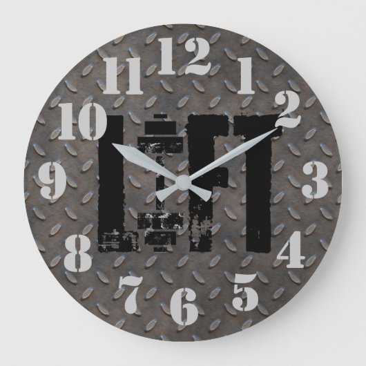 リフトダイヤモンドプレート鋼工業用ルッキング ラージ壁時計 (正面)