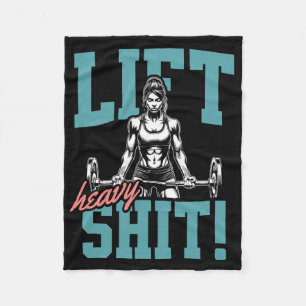 リフトヘビー2 楽しいジムワークアウトTシャツ パワーリフティング ハー フリースブランケット