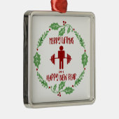 リフトマスおもしろいメリークリスマスフィットネスジムバーベル メタルオーナメント (右)