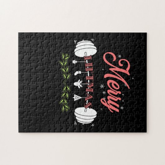 リフトマスメリー醜いクリスマスセーターサンタクロース ジグソーパズル (横)