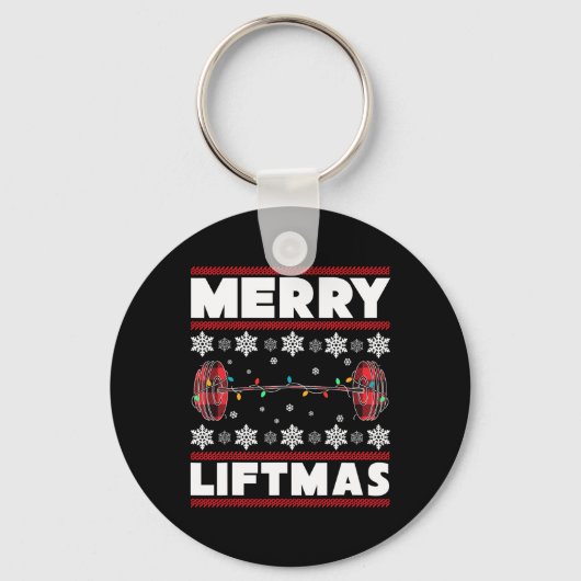 リフトマメリーおもしろいクリスマスジムトレーニングフィットネスギ キーホルダー (正面)