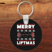 リフトマメリーおもしろいクリスマスジムトレーニングフィットネスギ キーホルダー (正面)