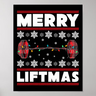 リフトマメリーおもしろいクリスマスジムトレーニングフィットネスギ ポスター