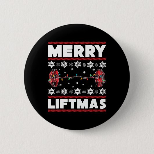 リフトマメリーおもしろいクリスマスジムトレーニングフィットネスギ 缶バッジ (正面)