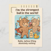 リフト前のBullio® – 漫画のジムおもしろい ポストカード (正面/裏面)