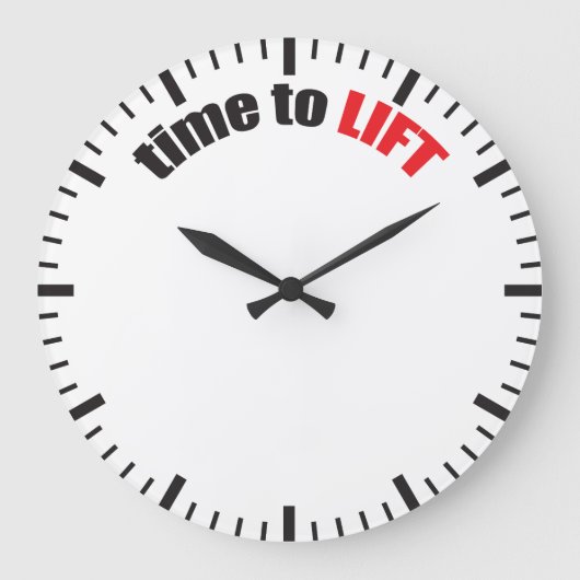 リフト時間 – ジムの動機 ラージ壁時計 (正面)