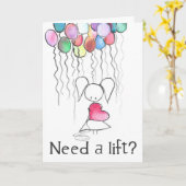 リフト気球ガールの勇気付けられるカードが必要 カード (黄色い花)