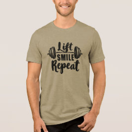 リフト スマイル リピート 筋トレ モチベーション ウェイトリフティング 筋肉 トライブレンドTシャツ