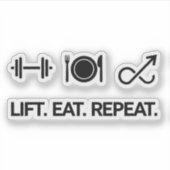 リフト。食べ.繰り返す。-やる気を起こさせるフィットネスデザイン シール (正面)