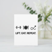 リフト。食べ.繰り返す。-やる気を起こさせるフィットネスデザイン ポストカード (スタンド正面)