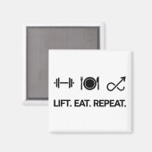 リフト。食べ.繰り返す。-やる気を起こさせるフィットネスデザイン マグネット (正面/裏面)