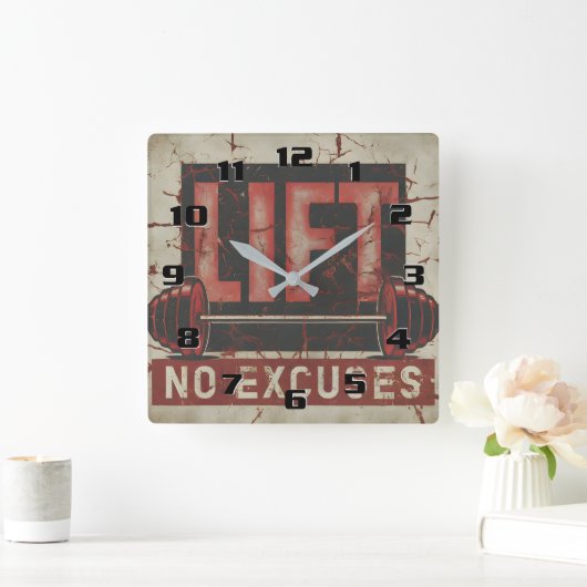 リフトNo言い訳ホーム素晴らしジやる気を起こさせるム スクエア壁時計 (ホーム)