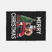リフメリートマスおもしろいタクリスマスジムボディビルCh フリースブランケット (正面(横))
