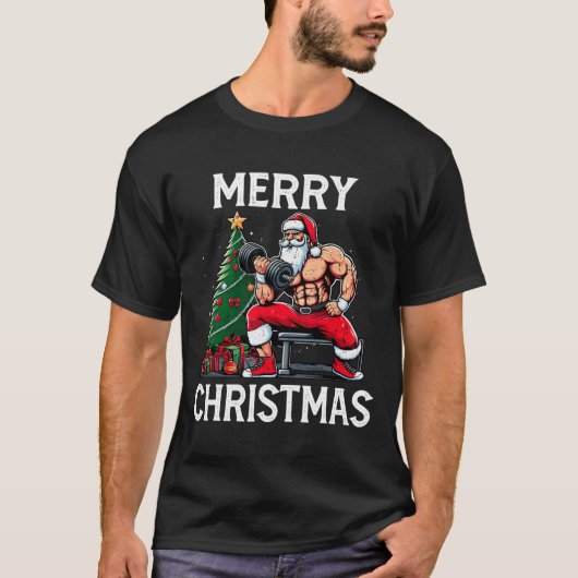 リフメリートマスおもしろいタクリスマスジムボディビルCh Tシャツ (正面)