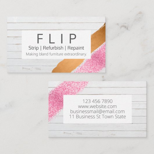 リフュリッシ絵を描ングをする木材と家具 名刺 (正面/裏面)