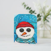 リフレクションクリスマス雪だるまフォークアートコレクト シーズンポストカード (スタンド正面)