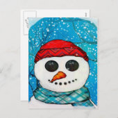 リフレクションクリスマス雪だるまフォークアートコレクト シーズンポストカード (正面/裏面)