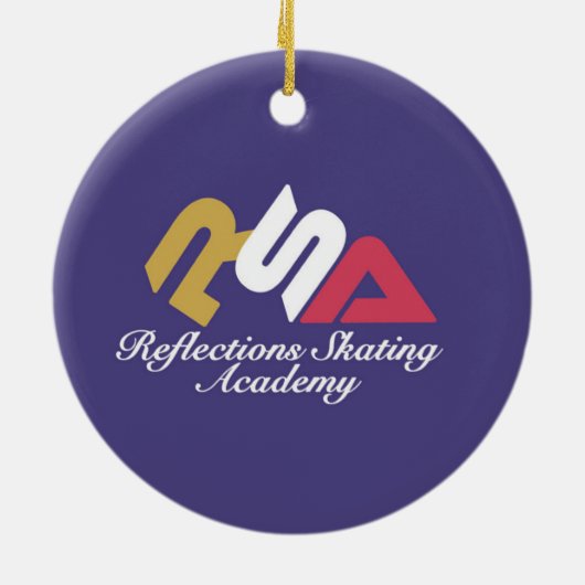 リフレクションスケートで滑るアカデミークリスマスオーナメント セラミックオーナメント (裏面)