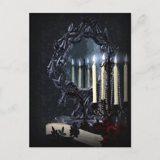 リフレクションズゴシックファンタジーウェディングシャワーインビタティ インビテーションポストカード (正面)