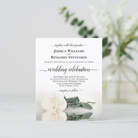 リフレクションホワイトローズ予算結婚式招待状 (スタンド正面)