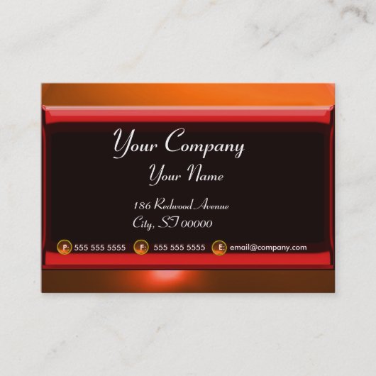リフレクションレッドオレンジ瑪瑙ジェムモノグラム 名刺 (正面)