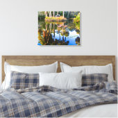 リフレクション:池の手のひらボックタワーガーデン キャンバスプリント (インサイチュ (寝室))