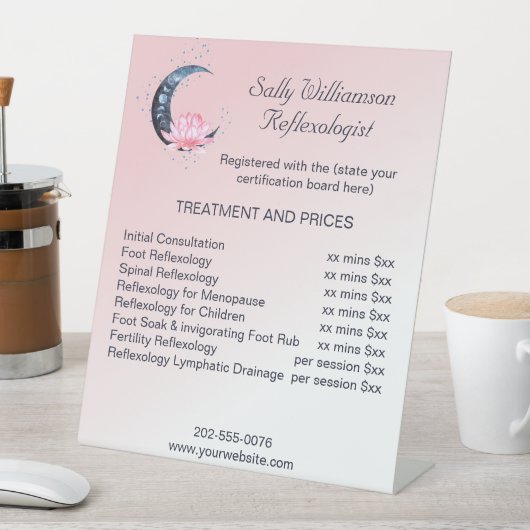 リフレクソロジーピンクロータスフラワービジネス価格表 台座サイン (インサイチュ)