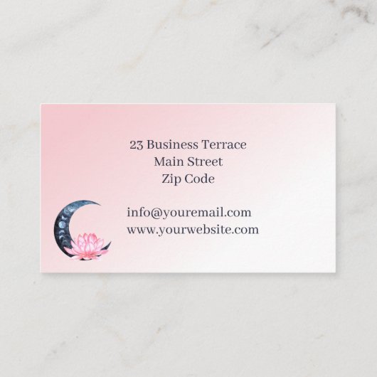 リフレクソロジーピンクロータスフラワームーン 名刺 (裏面)